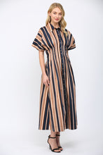 Load image into Gallery viewer, FATE Contrasting Vertical Stripe Maxi Dress in Navy Multi
