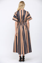 Load image into Gallery viewer, FATE Contrasting Vertical Stripe Maxi Dress in Navy Multi
