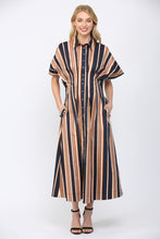 Load image into Gallery viewer, FATE Contrasting Vertical Stripe Maxi Dress in Navy Multi
