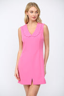 FATE Scalloped Peter Pan Collar Mini Dress in Bubblegum Pink
