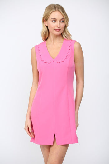 FATE Scalloped Peter Pan Collar Mini Dress in Bubblegum Pink