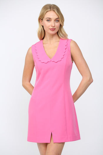 FATE Scalloped Peter Pan Collar Mini Dress in Bubblegum Pink