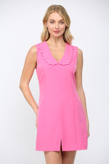 FATE Scalloped Peter Pan Collar Mini Dress in Bubblegum Pink