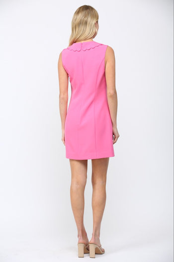 FATE Scalloped Peter Pan Collar Mini Dress in Bubblegum Pink