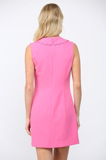 FATE Scalloped Peter Pan Collar Mini Dress in Bubblegum Pink