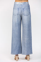 Load image into Gallery viewer, FATE Faux Washed Denim Print Wide Leg French Terry Pants in Denim Blue
