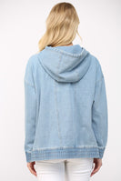 FATE Hooded Denim Pullover Top in Light Denim