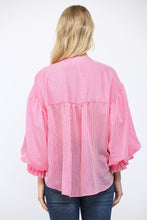 Load image into Gallery viewer, FATE Pinstripe Voluminous Bubble Sleeve Top in Pink

