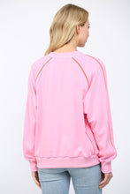 Load image into Gallery viewer, FATE Solid Color Sweatshirt with Contrasting Color Piping Detail in Bubblegum Pink
