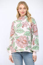 Load image into Gallery viewer, FATE Pastel Floral Print Knit Mock Neck Sweater in Soft Pink Multi
