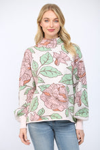 Load image into Gallery viewer, FATE Pastel Floral Print Knit Mock Neck Sweater in Soft Pink Multi
