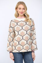 Load image into Gallery viewer, FATE Geometric Floral Motif Mock Neck Sweater in Cream Multi
