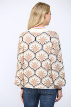 Load image into Gallery viewer, FATE Geometric Floral Motif Mock Neck Sweater in Cream Multi

