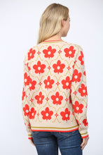 Load image into Gallery viewer, FATE Floral Pattern Jacquard Knit Crew Neck Sweater in Beige Multi
