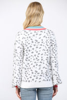 FATE Animal Jacquard Knit Sweater in White Charcoal