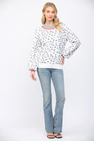 FATE Animal Jacquard Knit Sweater in White Charcoal