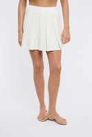 Wishlist Waffle Pleated Mini Skort in Cream