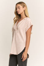 Load image into Gallery viewer, Heimish Jacquard Striped Hooded Top in Cream/Rose
