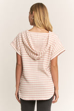 Load image into Gallery viewer, Heimish Jacquard Striped Hooded Top in Cream/Rose
