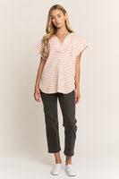 Heimish Jacquard Striped Hooded Top in Cream/Rose