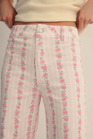 LovLov Vintage Rose Patterned Stripe Relaxed Fit Pants in Floral
