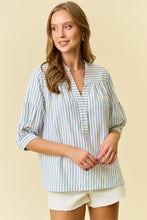 Load image into Gallery viewer, Doe &amp; Rae Woven Striped Top in Light Blue

