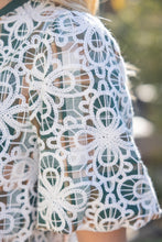Load image into Gallery viewer, VOY Floral Embroidered Plaid Bubble Sleeve Top in Green
