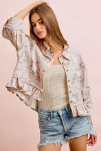 Load image into Gallery viewer, BiBi Floral Ruffle Hem Button-Up Top
