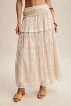 Load image into Gallery viewer, Listicle Embroidered Maxi Skirt in Ecru
