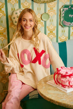 Load image into Gallery viewer, BiBi OVERSIZED French Terry Top with "XOXO" Letter Patches in Ivory
