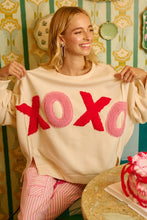 Load image into Gallery viewer, BiBi OVERSIZED French Terry Top with "XOXO" Letter Patches in Ivory
