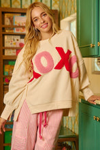 Load image into Gallery viewer, BiBi OVERSIZED French Terry Top with "XOXO" Letter Patches in Ivory
