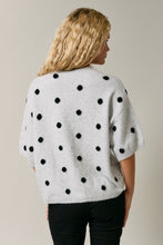 Load image into Gallery viewer, Le Lis Polka Dot Lightweight Sweater Cardigan in Heather Grey-Black Dot

