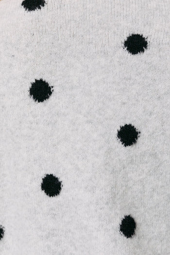 Le Lis Polka Dot Lightweight Sweater Cardigan in Heather Grey-Black Dot