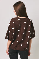 Le Lis Polka Dot Lightweight Sweater Cardigan in Brown-White Dot