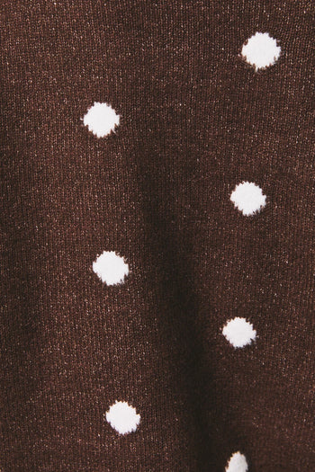 Le Lis Polka Dot Lightweight Sweater Cardigan in Brown-White Dot