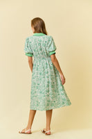 Doe & Rae Floral Print Midi Dress in Green