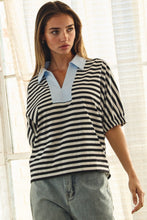 Load image into Gallery viewer, Oddi Striped Pullover Top in Black White Combo
