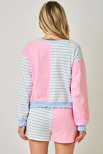 Load image into Gallery viewer, Mystree French Terry Color Block Pullover in Sky/Pink (TOP ONLY)
