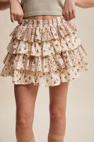 Listicle Floral Ruffle Mini Skort