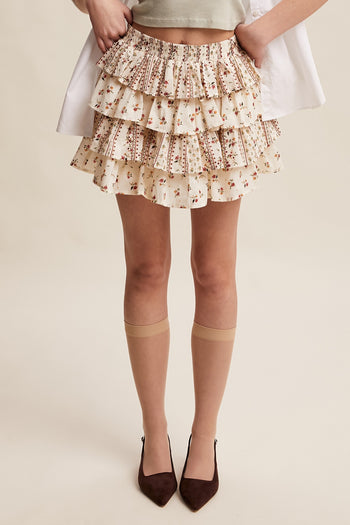 Listicle Floral Ruffle Mini Skort