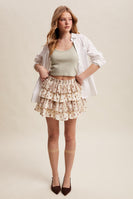 Listicle Floral Ruffle Mini Skort
