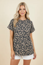 Load image into Gallery viewer, Heimish Ribbed Leopard Print Top in Charcoal
