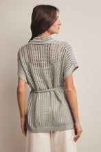 Load image into Gallery viewer, Forte Open Knit Belted Cardigan in Seafoam
