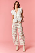 Load image into Gallery viewer, Peach Love will Denim Pintuck Pleated Detailed Eyelet Embroidery Fabric Top in Off White
