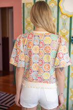 Load image into Gallery viewer, VOY Floral Embroidered Print Bubble Sleeve Top in Multi
