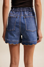 Load image into Gallery viewer, Listicle Scallop Button Side Stretch Denim Shorts in Drift Blue
