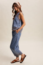 Load image into Gallery viewer, Listicle Embroidered Denim Tank and Wide-leg Pants Set in Drift Blue
