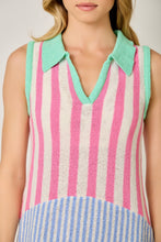 Load image into Gallery viewer, Mystree Mixed Stripe Color Block Dress in Pink/Blue
