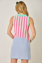 Load image into Gallery viewer, Mystree Mixed Stripe Color Block Dress in Pink/Blue

